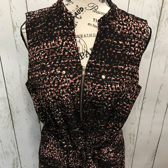 Apt 9 sleeveless mini length dress.  Size Large.  Black, brown, peach, gold - Picture 2 of 11